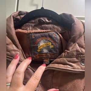 Vintage Adventure Bound Leather Bomber Jacket